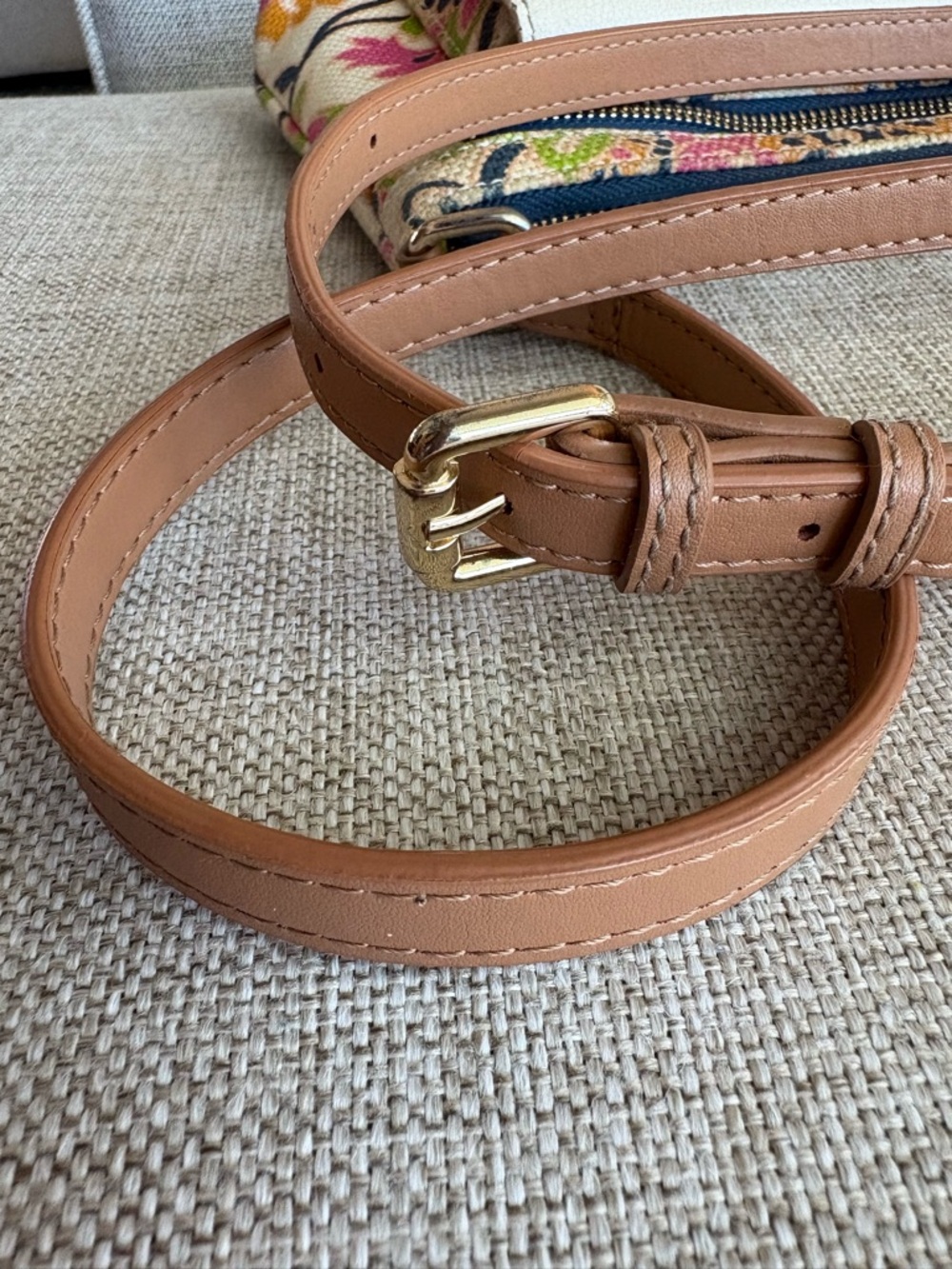 Spartina 449 Floral Crossbody Bag Canvas Leather Trim Tassel Coastal - Picture 4 of 14